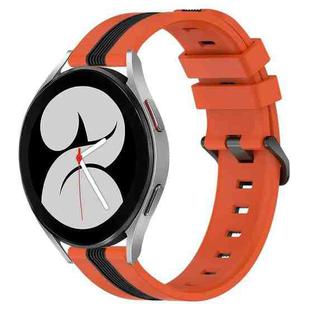 For Samsung Galaxy Watch4 40mm 20mm Vertical Two-Color Silicone Watch Band(Orange+Black)