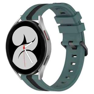 For Samsung Galaxy Watch4 40mm 20mm Vertical Two-Color Silicone Watch Band(Green+Black)