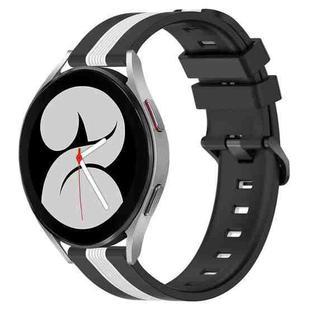 For Samsung Galaxy Watch4 40mm 20mm Vertical Two-Color Silicone Watch Band(Black+White)