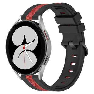 For Samsung Galaxy Watch4 40mm 20mm Vertical Two-Color Silicone Watch Band(Black+Red)