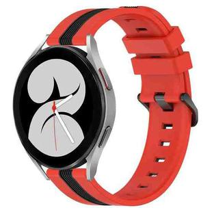 For Samsung Galaxy Watch4 40mm 20mm Vertical Two-Color Silicone Watch Band(Red+Black)