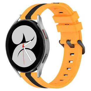 For Samsung Galaxy Watch4 40mm 20mm Vertical Two-Color Silicone Watch Band(Yellow+Black)