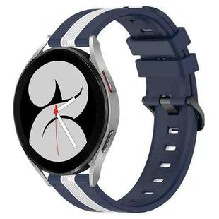 For Samsung Galaxy Watch4 40mm 20mm Vertical Two-Color Silicone Watch Band(Blue+White)