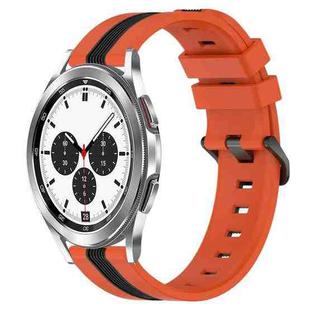 For Samsung  Galaxy Watch4 Classic 42mm 20mm Vertical Two-Color Silicone Watch Band(Orange+Black)