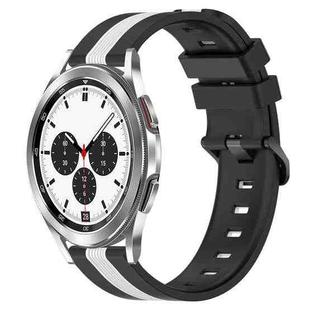 For Samsung  Galaxy Watch4 Classic 42mm 20mm Vertical Two-Color Silicone Watch Band(Black+White)