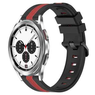 For Samsung  Galaxy Watch4 Classic 42mm 20mm Vertical Two-Color Silicone Watch Band(Black+Red)