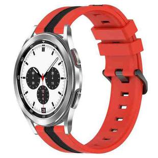 For Samsung  Galaxy Watch4 Classic 42mm 20mm Vertical Two-Color Silicone Watch Band(Red+Black)