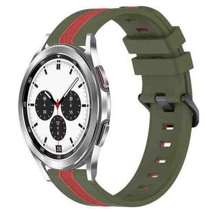 For Samsung  Galaxy Watch4 Classic 42mm 20mm Vertical Two-Color Silicone Watch Band(Army Green+Red)