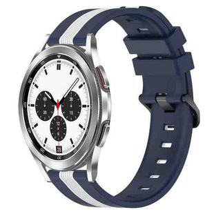 For Samsung  Galaxy Watch4 Classic 42mm 20mm Vertical Two-Color Silicone Watch Band(Blue+White)