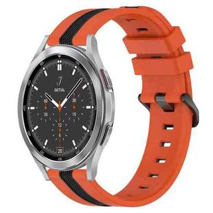 For Samsung  Galaxy Watch4 Classic 46mm 20mm Vertical Two-Color Silicone Watch Band(Orange+Black)