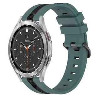 For Samsung  Galaxy Watch4 Classic 46mm 20mm Vertical Two-Color Silicone Watch Band(Green+Black)