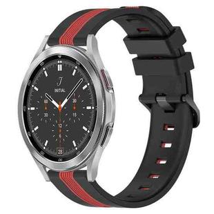 For Samsung  Galaxy Watch4 Classic 46mm 20mm Vertical Two-Color Silicone Watch Band(Black+Red)