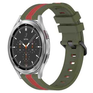 For Samsung  Galaxy Watch4 Classic 46mm 20mm Vertical Two-Color Silicone Watch Band(Army Green+Red)