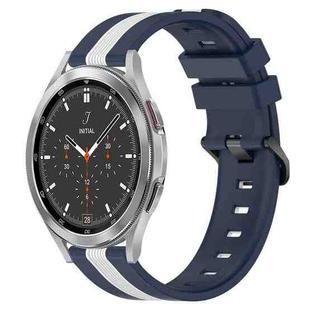 For Samsung  Galaxy Watch4 Classic 46mm 20mm Vertical Two-Color Silicone Watch Band(Blue+White)