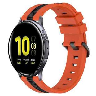 For Samsung Galaxy Watch Active2 40mm 20mm Vertical Two-Color Silicone Watch Band(Orange+Black)