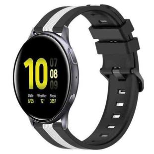 For Samsung Galaxy Watch Active2 40mm 20mm Vertical Two-Color Silicone Watch Band(Black+White)