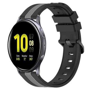 For Samsung Galaxy Watch Active2 40mm 20mm Vertical Two-Color Silicone Watch Band(Black+Grey)