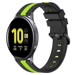 For Samsung Galaxy Watch Active2 40mm 20mm Vertical Two-Color Silicone Watch Band(Black+Lime Green)