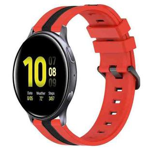 For Samsung Galaxy Watch Active2 40mm 20mm Vertical Two-Color Silicone Watch Band(Red+Black)