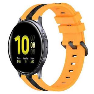 For Samsung Galaxy Watch Active2 40mm 20mm Vertical Two-Color Silicone Watch Band(Yellow+Black)