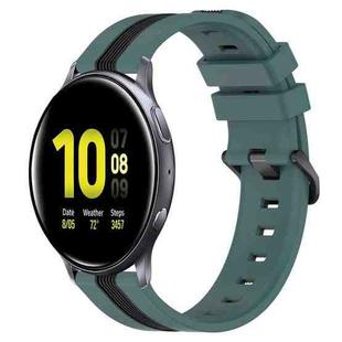For Samsung Galaxy Watch Active2 44mm 20mm Vertical Two-Color Silicone Watch Band(Green+Black)