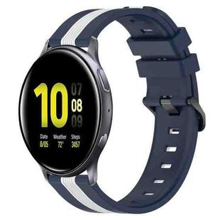 For Samsung Galaxy Watch Active2 44mm 20mm Vertical Two-Color Silicone Watch Band(Blue+White)