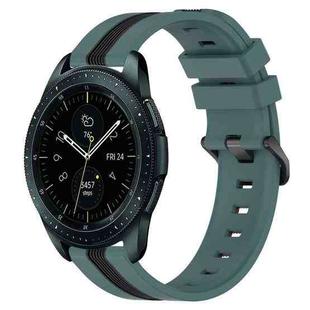 For Samsung Galaxy Watch 42mm 20mm Vertical Two-Color Silicone Watch Band(Green+Black)