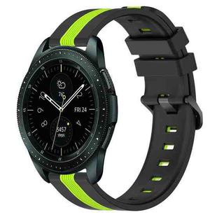 For Samsung Galaxy Watch 42mm 20mm Vertical Two-Color Silicone Watch Band(Black+Lime Green)