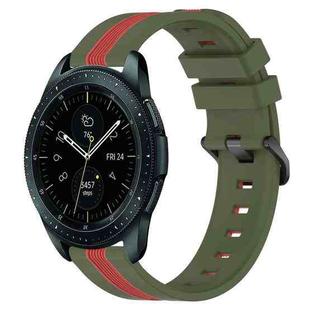 For Samsung Galaxy Watch 42mm 20mm Vertical Two-Color Silicone Watch Band(Army Green+Red)