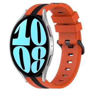 For Samsung Galaxy Watch 6 44mm 20mm Vertical Two-Color Silicone Watch Band(Orange+Black)