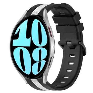 For Samsung Galaxy Watch 6 44mm 20mm Vertical Two-Color Silicone Watch Band(Black+White)
