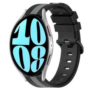 For Samsung Galaxy Watch 6 44mm 20mm Vertical Two-Color Silicone Watch Band(Black+Grey)