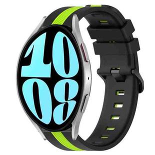 For Samsung Galaxy Watch 6 44mm 20mm Vertical Two-Color Silicone Watch Band(Black+Lime Green)