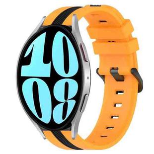 For Samsung Galaxy Watch 6 40mm 20mm Vertical Two-Color Silicone Watch Band(Yellow+Black)