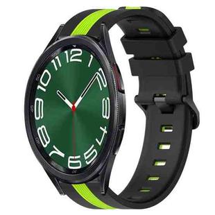 For Samsung Galaxy Watch 6 Classic 47mm 20mm Vertical Two-Color Silicone Watch Band(Black+Lime Green)