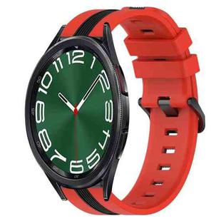 For Samsung Galaxy Watch 6 Classic 43mm 20mm Vertical Two-Color Silicone Watch Band(Red+Black)