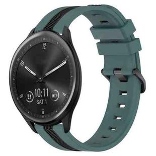 For Garmin Vivomove Sport 20mm Vertical Two-Color Silicone Watch Band(Green+Black)