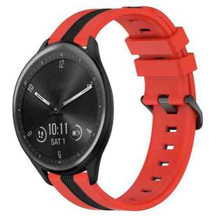 For Garmin Vivomove Sport 20mm Vertical Two-Color Silicone Watch Band(Red+Black)