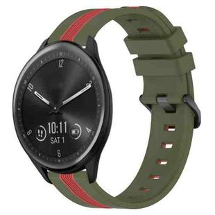 For Garmin Vivomove Sport 20mm Vertical Two-Color Silicone Watch Band(Army Green+Red)