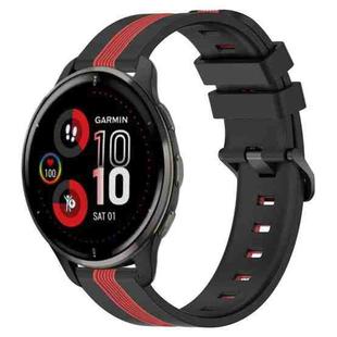 For Garmin Venu 2 Plus 20mm Vertical Two-Color Silicone Watch Band(Black+Red)