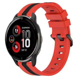For Garmin Venu 2 Plus 20mm Vertical Two-Color Silicone Watch Band(Red+Black)