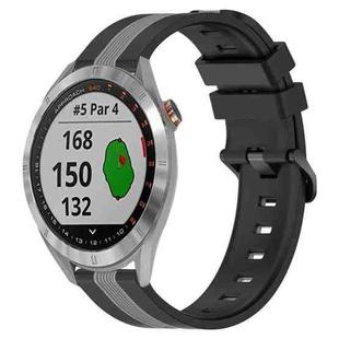 For Garmin Approach S40 20mm Vertical Two-Color Silicone Watch Band(Black+Grey)