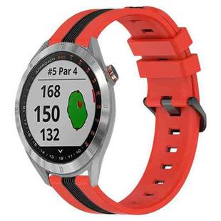 For Garmin Approach S40 20mm Vertical Two-Color Silicone Watch Band(Red+Black)