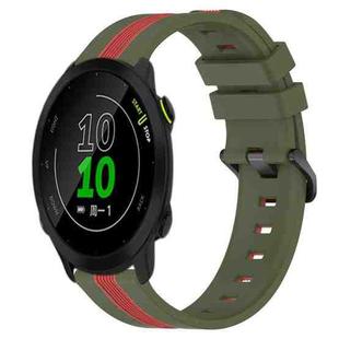 For Garmin Forerunner 158 20mm Vertical Two-Color Silicone Watch Band(Army Green+Red)