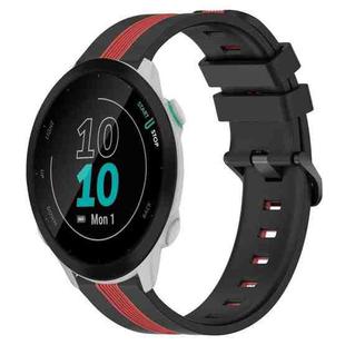 For Garmin Forerunner 55 20mm Vertical Two-Color Silicone Watch Band(Black+Red)
