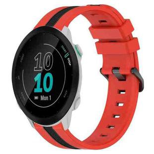 For Garmin Forerunner 55 20mm Vertical Two-Color Silicone Watch Band(Red+Black)