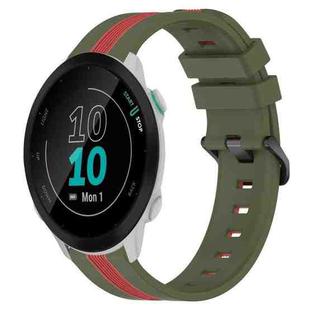 For Garmin Forerunner 55 20mm Vertical Two-Color Silicone Watch Band(Army Green+Red)
