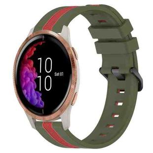 For Garmin Venu 20mm Vertical Two-Color Silicone Watch Band(Army Green+Red)