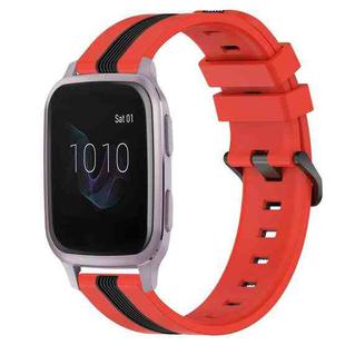 For Garmin Venu SQ 20mm Vertical Two-Color Silicone Watch Band(Red+Black)