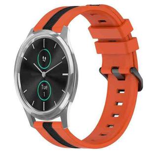 For Garmin Garminmove Luxe 20mm Vertical Two-Color Silicone Watch Band(Orange+Black)